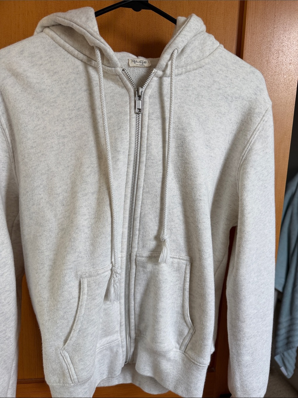 Brandy Melville Heather Light Gray Zip Hoodie